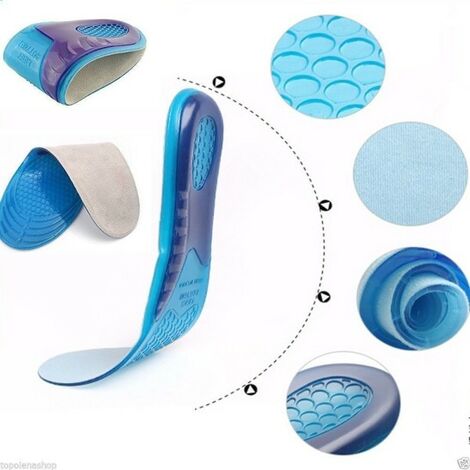 2 SEMELLES EN GEL MOUSSE À MÉMOIRE DE FORME MASSAGE SEMELLE SILICONE CHAUSSURES HOMME