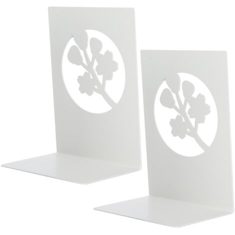 2 Serre-Livres en Métal Lourd Anti-Glisse, Support Décoratif Sakura pour Étagères Bureau Salon - Lot de 2