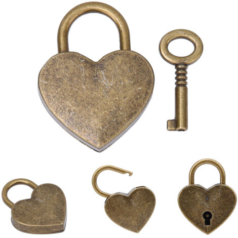 2 Serrures Antiques à Cœur en Métal avec Clés, 30x39mm, Finition Bronze - Accessoires de Décoration Vintage et Loisirs Créatifs