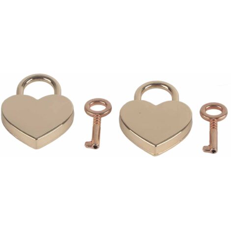 2 Serrures Cadenas Vintage en Forme de Cœur Métal avec Clés, Fournitures Créatives Maison 30x39mm Or Rose