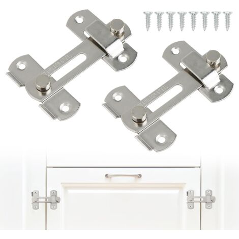 2 Serrures et Loquets à 180° pour Porte Coulissante, Verrou Noir à Rotation, Verrouillage Intérieur pour Chambre, Salle de Bain, Jardin, Portes de Grange, Placard, Cloison, Bois ou Métal