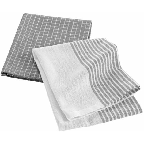 2 Serviettes torchons 50 x 70 cm Dejeuner Gris