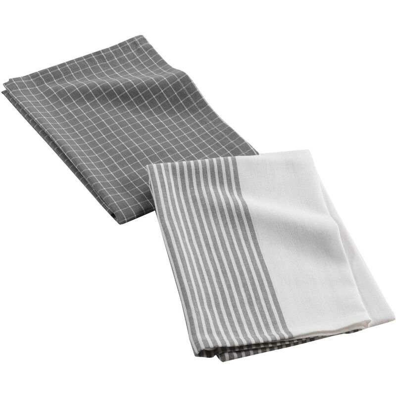 1001kdo - 2 serviettes torchons loft urbain gris