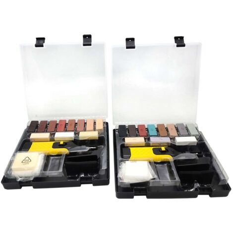 2 Set (20PCS ciascuno) Kit riparazione pavimenti laminati e parquet – 13 stick di cera per legno, scatola per riparazioni facili e veloci