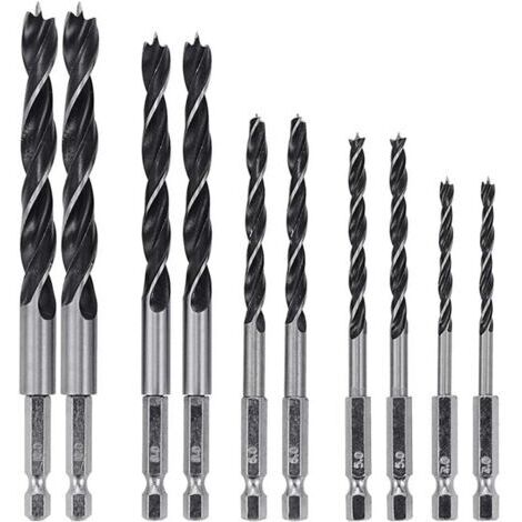 2 Set 5pcs 6.35m Tige Hexagonale HSS Foret à Torsion Goujon Twist Drill Travail du Bois Bits-4mm 5mm 6mm 8mm 10mm
