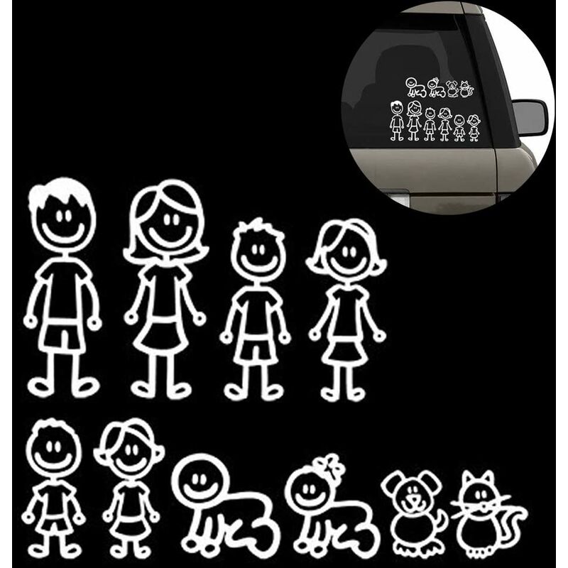 2 set (confezione da 10) adesivi per auto famiglia...