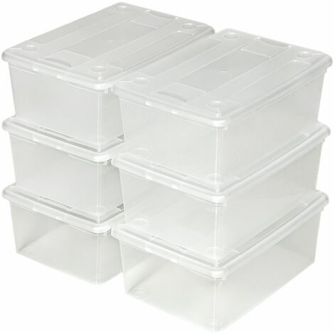 2 set di 6 contenitori per scarpe, 33x23x12cm - contenitori per armadi, scatole armadio, scatole scarpe - trasparente