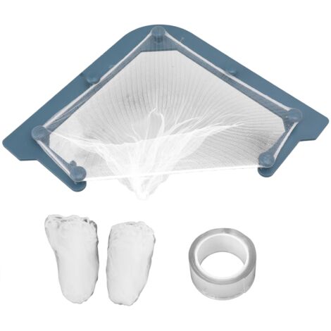 2 Set Triangle Holder Filter Stable Corner Sink Strainer with 100PCS Sink Strainer Bag for Kitchen Waste Leftover Blue