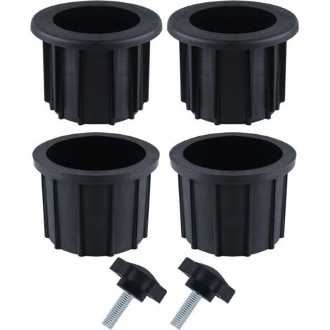 2 sets (6 pièces) accessoires parasol balcon - 4 anneaux + 2 vis bouton noir