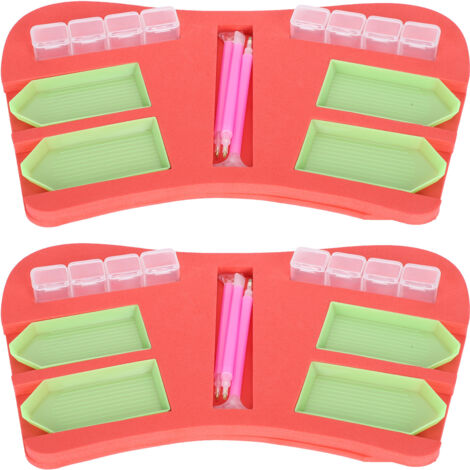 2 Sets Accessoires de Peinture Diamant Bac Organisateur Porte‑Outils Multi‑Lot avec Stylos