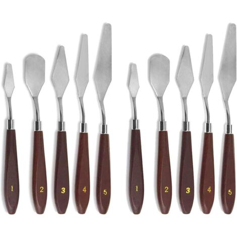 2 Sets de 5pcs Couteaux à Palette en Acier Inoxydable, Spatules pour Peinture à l'Huile et Mélange de Couleurs