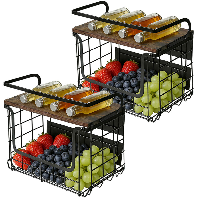 2 Sets Etagere Magnetique Frigo & Porte-épices 2 In 1 Range Legumes Cuisine, Rangement et Organisation de Cuisine, Fruits et Legumes, Corbeille Fruit