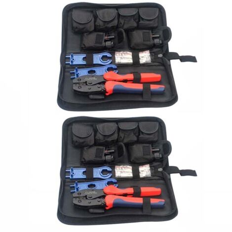 2 Sets kit herramientas fotovoltaicas, alicates de engarce LY-2546B, conector MC4 solar, alicates de carraca de precisión para cableado eléctrico