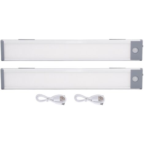 2 Sets Lampe à Détecteur de Mouvement 90 LED Ultra Fine, 3 Couleurs, USB, 2500mAh pour Détection Humaine