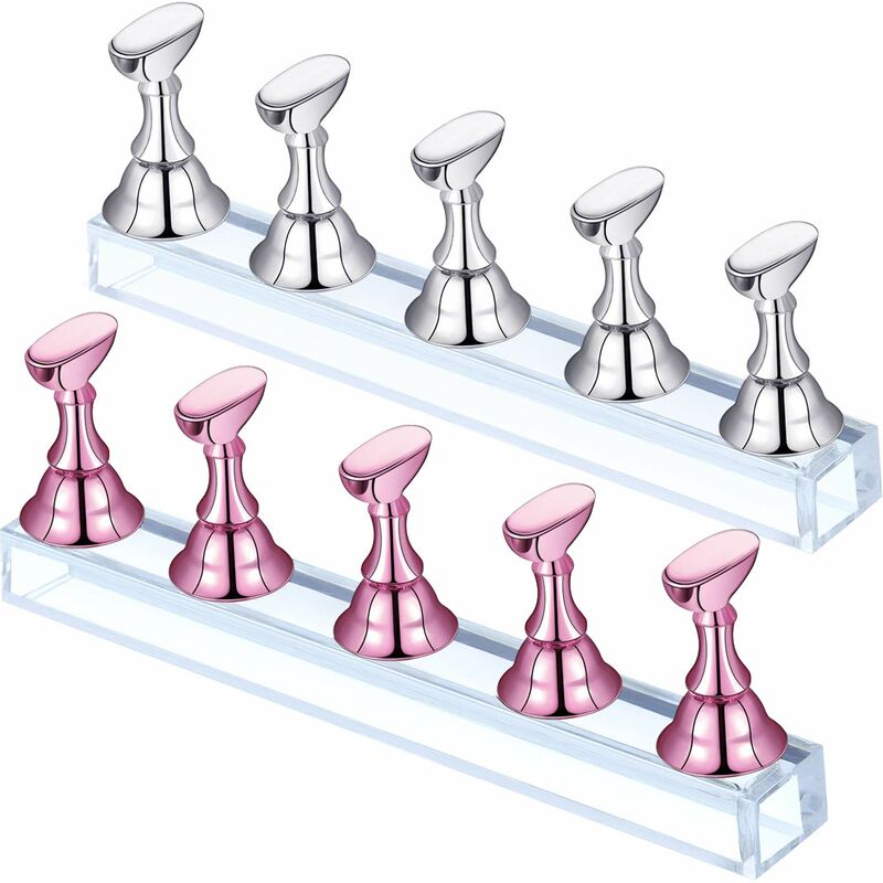 2 sets of Ackli manicure display stand manicure exercise stand magnetic manicure exercise stand hand armor DIY manicure stand for fake nail manicure