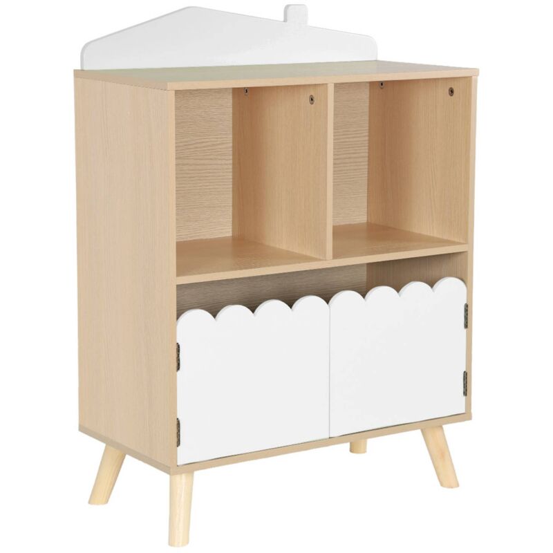 Sweeek 2-shelf 2-door children's bookcase, Azur, White, 60x30x82 cm