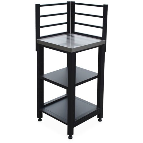 SWEEEK 2-shelf steel outdoor kitchen, Grimaud, Black, 48.5x48.5x124 cm