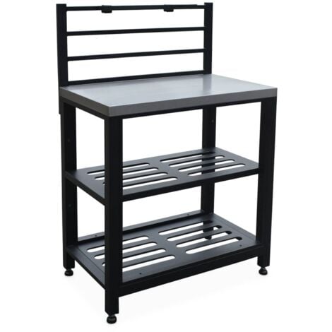 2-shelf steel outdoor kitchen, Grimaud, Black, 48x80x124 cm