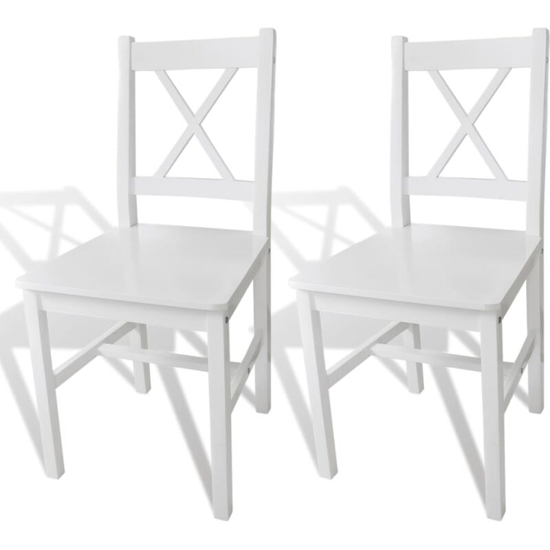 

vidaXL Madera de Pino Sillas de Comedor Blancas 2 Unidades - Blanco