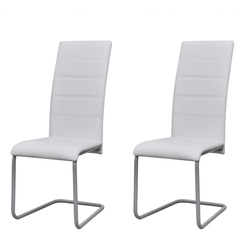 

vidaXL Sillas de Comedor Voladizas Cuero Sintético 2 Unidades Blanco - Blanco