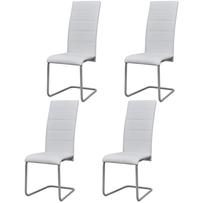 

vidaXL Sillas de Comedor Voladizas Cuero Sintético 4 Unidades Blanco - Blanco