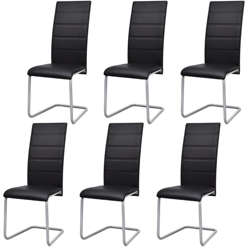 

vidaXL Sillas de Comedor Voladizas Cuero Sintético 6 Unidades Negro - Negro