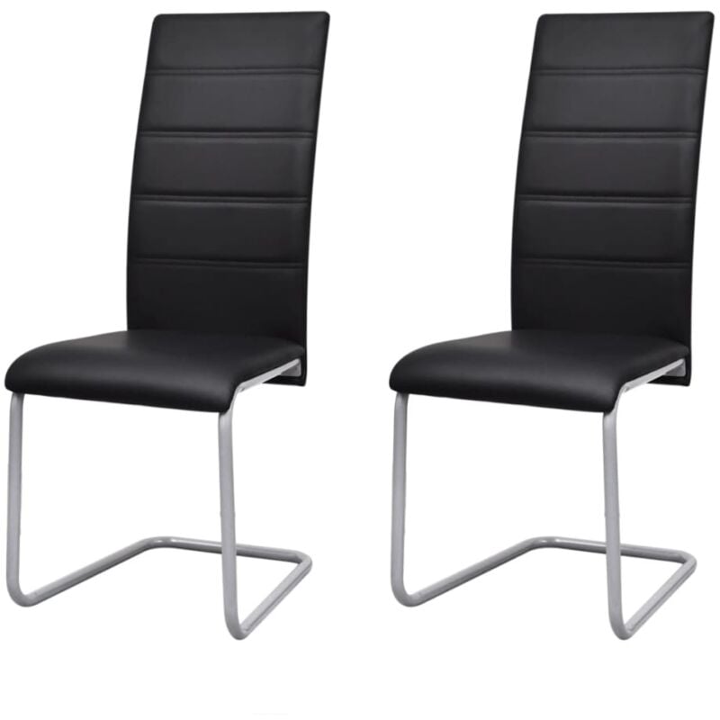 

vidaXL Sillas de Comedor Voladizas Cuero Sintético 2 Unidades Negro - Negro