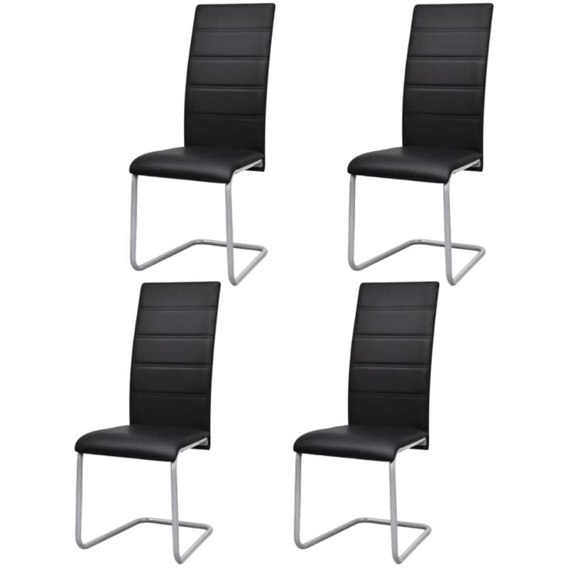 

vidaXL Sillas de Comedor Voladizas Cuero Sintético 4 Unidades Negro - Negro