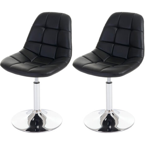 2 sillas de comedor en material sintético negro con patas giratorias cromadas CDS04423