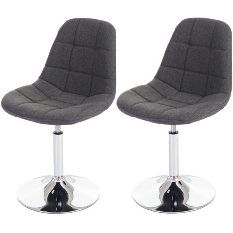 2 sillas de comedor en tela gris claro con patas giratorias cromadas CDS04427