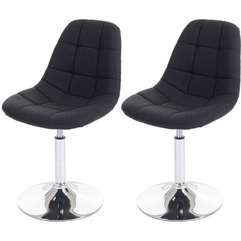 2 sillas de comedor en tela gris oscuro con patas giratorias cromadas CDS04426