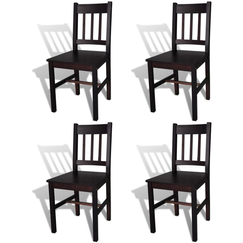 

vidaXL Sillas de Comedor Madera de Pino 4 Unidades Marrón Oscuro - Marrón