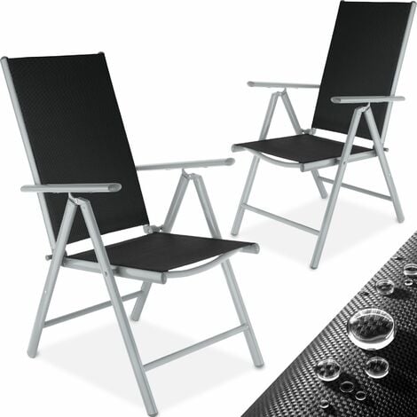 2 sillas de jardín de aluminio - mueble de terraza plegable, silla con estructura de aluminio y malla sintética, asiento reclinable transpirable