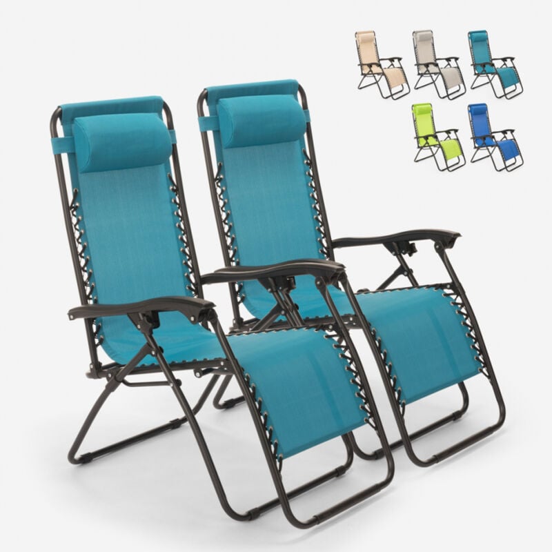 

2 sillas de playa tumbona hamaca plegables de jardín de varias posiciones Emily Zero Gravity | Azul