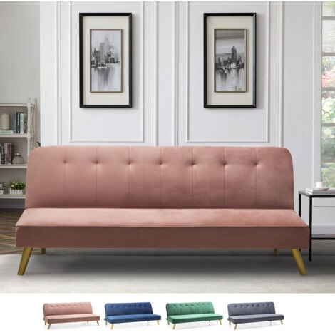 MODUS SOFÀ 2 Sitzer clic clac Schlafsofa modernes Design Samtstoff Pulchra Farbe: Pink