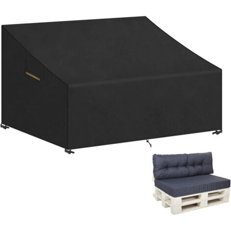L&H-CFCAHL 3-Sitzer-Gartenbank-Abdeckung 220 x 100 x 61/89 cm, wasserdicht, Gartensofa-Abdeckung, Oxford-Gewebe, winddicht, UV-beständig, mit Schnalle, Schwarz