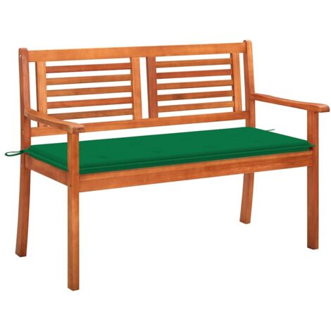 2-Sitzer-Gartenbank mit Auflage 120 cm Massivholz Eukalyptus
