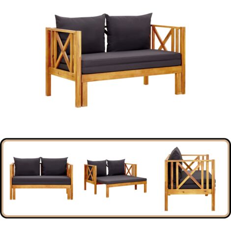2-Sitzer-Gartenbank mit Kissen 122 cm Massivholz Akazie - Holzbank - Gartenbank - Terrasse - Outdoor Möbel - Esszimmerstuhl