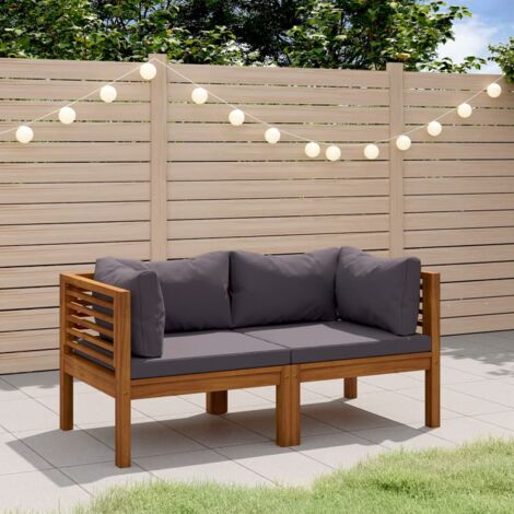 2-Sitzer-Gartensofa,Gartenstuhl,Lounge-Sofa mit Kissen Massivholz Akazie AGHDE310149 BonneVie