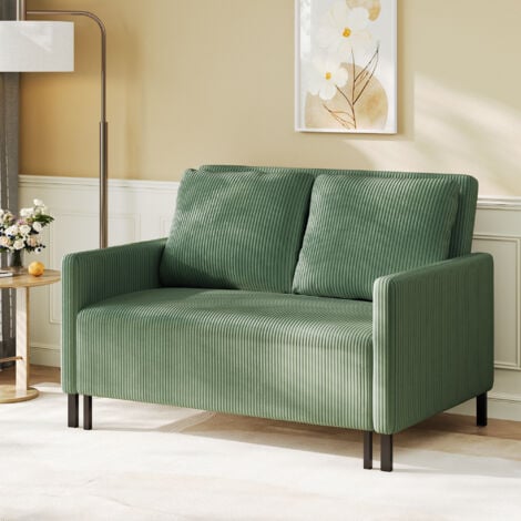 YOLEO 2-Sitzer-Schlafsofa aus Cord, modernes Schlafsofa mit Armlehne, Loveseat-Sofa mit Massivholzrahmen, L 120–180 cm, Grün