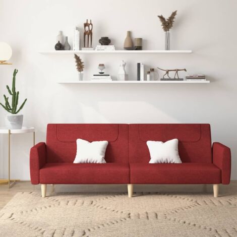 2-Sitzer Schlafsofa in Bordeauxrot aus Stoff