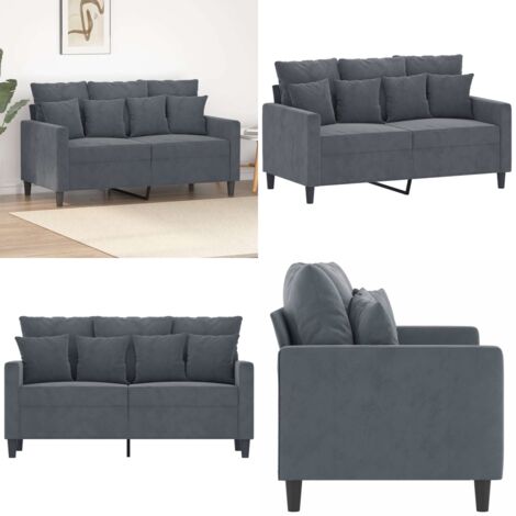 2-Sitzer-Sofa Dunkelgrau 120 cm Samt - Samtsofa - 2-Sitzer Sofa - Wohnzimmersofa - Grau Sofa - Modernes Sofa - Home & Living