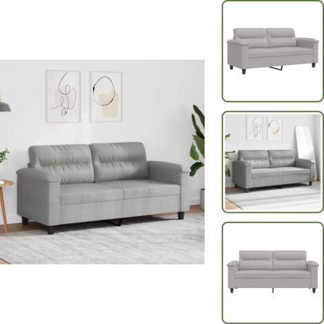 2-Sitzer-Sofa Hellgrau 140 cm Mikrofasergewebe - 2-Sitzer Sofa - Grau Sofa - Wohnzimmersofa - Microfaser Sofa - Couchtisch