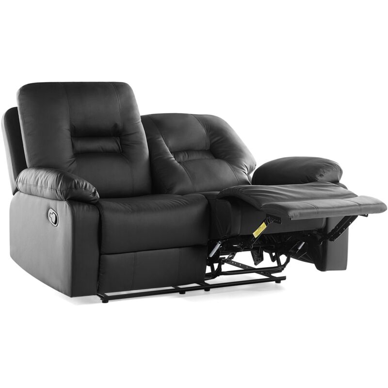 Beliani Sofa Manuell Verstellbar 2-sitzer Bergen Kunstleder Schwarz