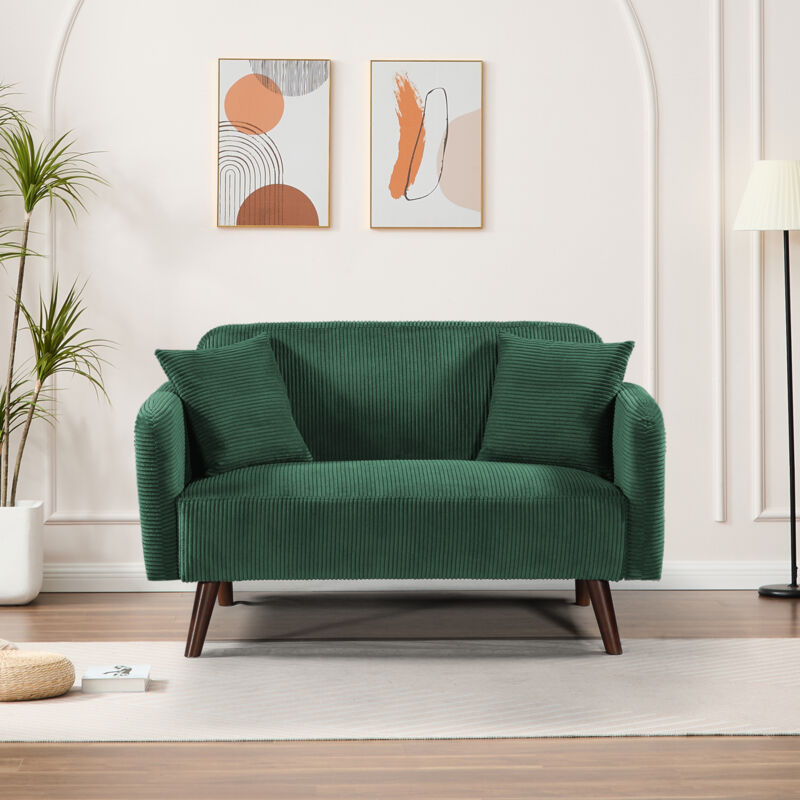 [en.casa] - 2-sitzer Sofa Midt 132x70x81 Cm Cord Grün