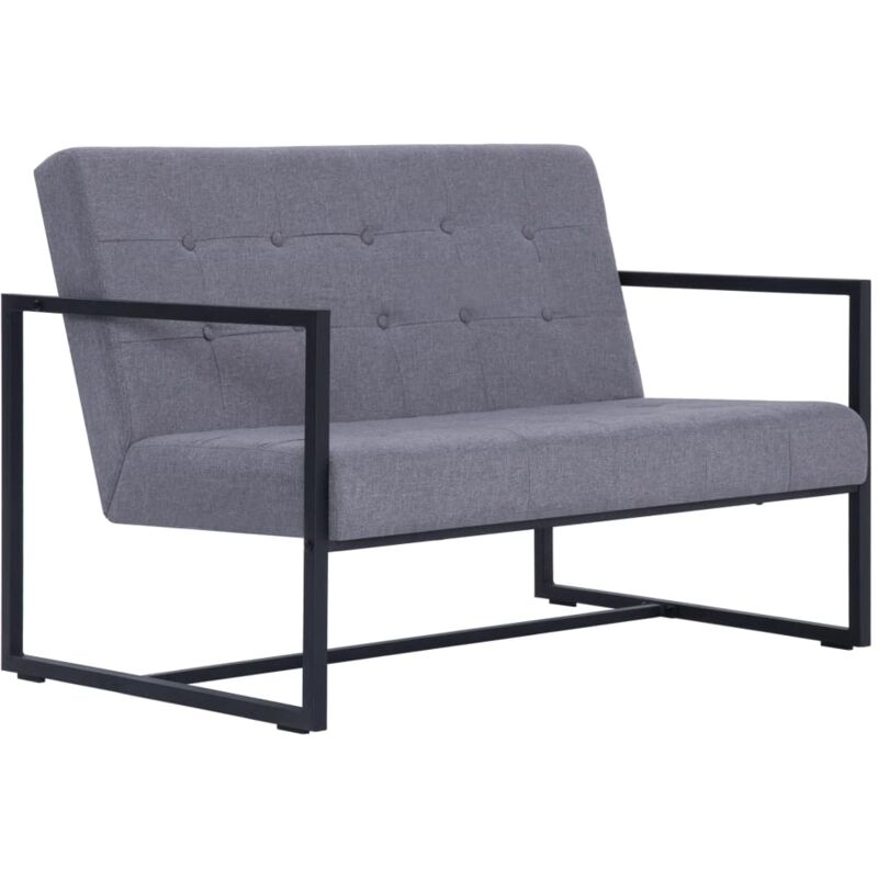 Vidaxl - 2-Sitzer-Sofa mit Armlehnen Stahl Stoff Hellgrau - Grau