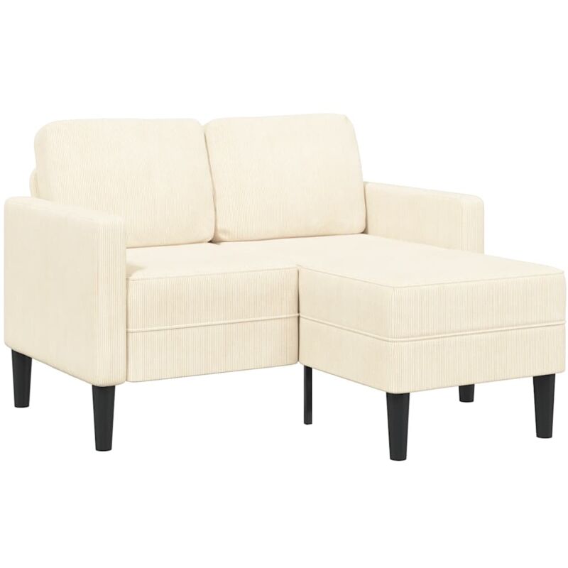 2-sitzer-sofa Mit Chaiselongue L-form Creme 125 Cm Leinen - Vidaxl