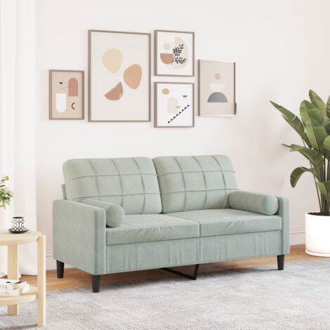 2-Sitzer Sofa mit hellgrauen Kissen 140 cm Samt