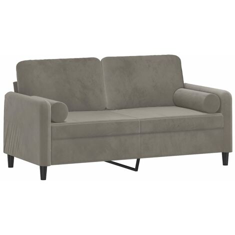 2-Sitzer-Sofa mit Kissen Hellgrau 140 cm Samt vidaXL