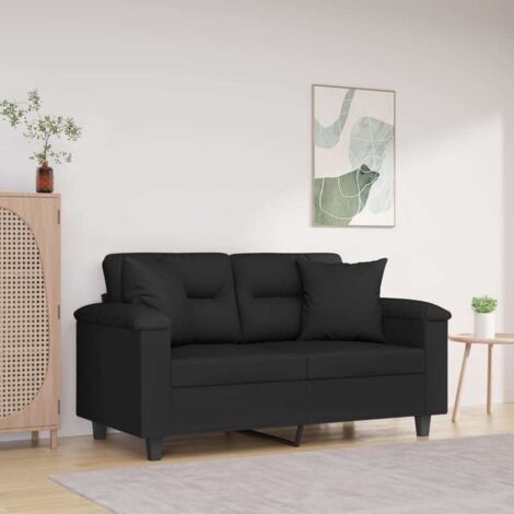 2-Sitzer-Sofa mit Kissen Schwarz 120 cm Mikrofasergewebe vidaXL